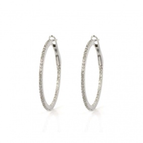 18k White Gold Diamond Set Hoop Earrings 0.96ct Total 18k White Gold Diamond Set Hoop Earrings 0.96ct Total